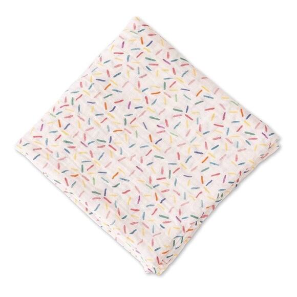Red Rover Baby Blanket Colorful Sprinkles White Cotton Muslin Swaddle Lovey - Picture 6 of 7